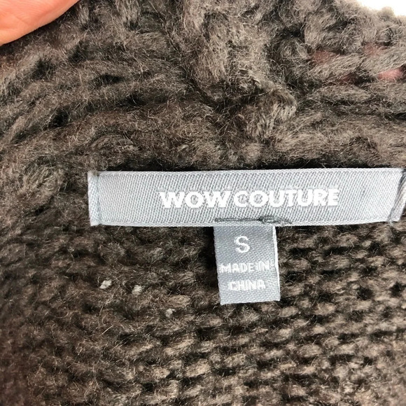 Wow Couture Brown Open Circle Chunky Knit Cardigan - Picture 8 of 8